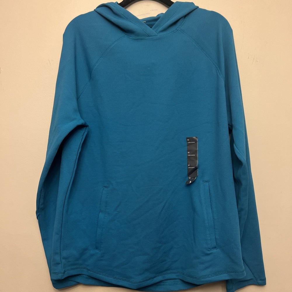 All in motion men's heavy waffle hoodie, medium, teal NWT